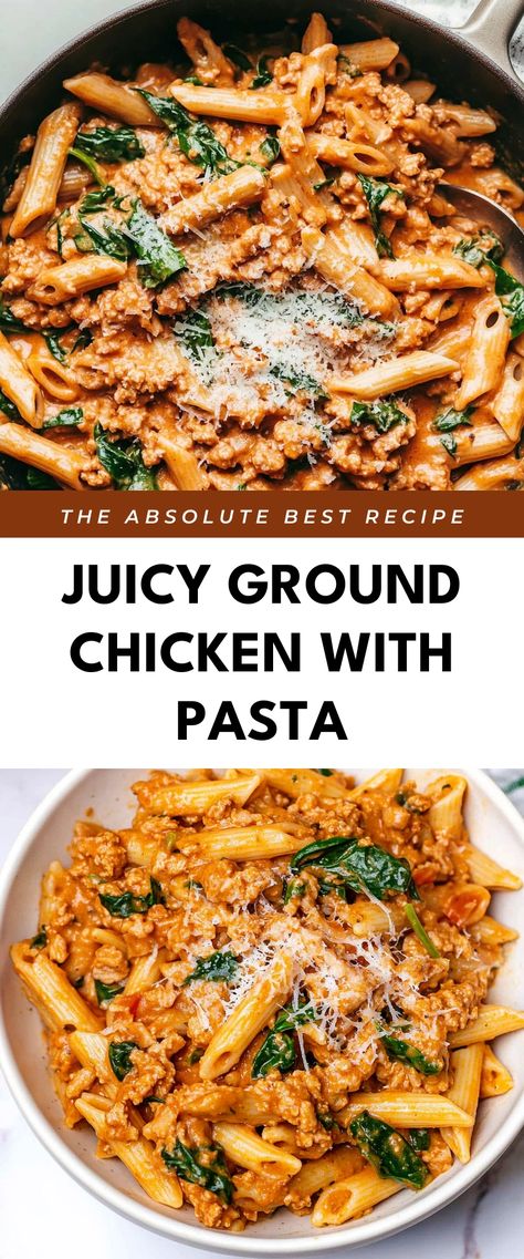 Image for Juicy Ground Chicken with Pasta Dinner Ideas Ground Chicken, Ground Chicken And Noodles, Easy Meals With Ground Chicken, Easy Ground Chicken Recipes Healthy, Easy Ground Chicken Dinner, Dinner Recipes Ground Chicken, What To Make With Ground Chicken, Meals With Ground Chicken, Ground Chicken Pasta Recipes