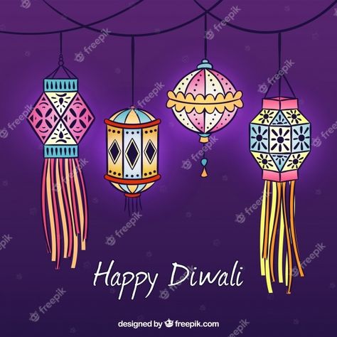 Diwali Lantern Drawing, Diwali Wishes In Tamil, Happy Diwali Gift, Premium Vector Background, Indian Festival Of Lights, Diwali Painting, Lantern Drawing, Diwali Lantern, Diwali Holiday