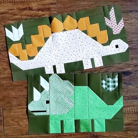 Dino Quilt, Baby Quilts Easy, Dinosaur Quilt, Kid Quilts, Boys Quilt Patterns, Quilt Block Patterns Free, Childrens Quilts, Bird Quilt, Scrap Quilt Patterns