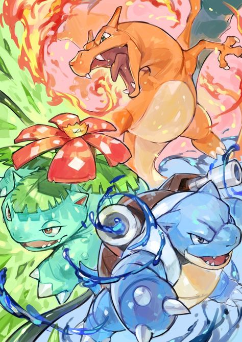 Tyranitar Pokemon, Venusaur Pokemon, Charizard Art, Gen 1 Pokemon, Art Wave, Pokemon Team, Pokemon Sketch, Pokemon Starters, Pokemon Poster