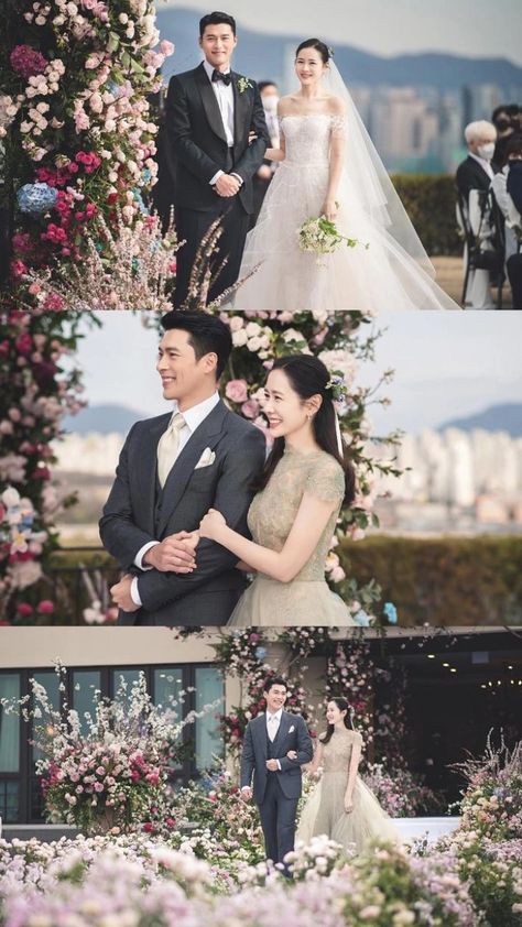 Hyunbin Wedding, Korean Wedding Dress, Fairy Tail Wedding, Wedding Dress Photoshoot, Son Ye Jin, Dream Wedding Reception, Korean Wedding Photography, Foto Wedding, Bride Dress Simple