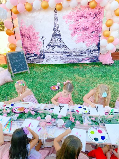 Fancy French Themed Birthday Party - Princess Turned Mom Paris Themed Birthday Party Games, French Inspired Birthday Party, Girls Paris Birthday Party, Bonjour To Four Birthday Party, Paris Themed Birthday Party Decoration, French Birthday Party, French Themed Birthday Party, French Themed Birthday, Paris Birthday Party Ideas