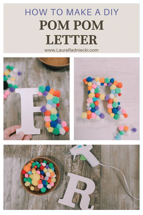 Learn how to make a fun kids' craft with this tutorial, showing you how to make a pom pom covered letter R - perfect for a kids' room! Pom Pom Letters, R Letter, Footprint Crafts, Diy Projects To Sell, How To Make A Pom Pom, Diy Pom Pom, Pom Pom Crafts, Diy Letters, Cheap Crafts