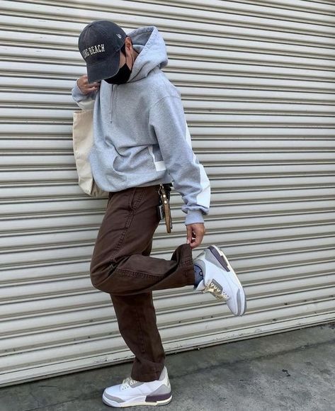 Grey Hoodie Outfit Men, Gray Hoodie Outfit, Masc Fits, Hoodie Outfit Men, Light Grey Hoodie, Trendy Boy Outfits, Mens Trendy Outfits, Street Style Outfits Men, Fall Outfits Men