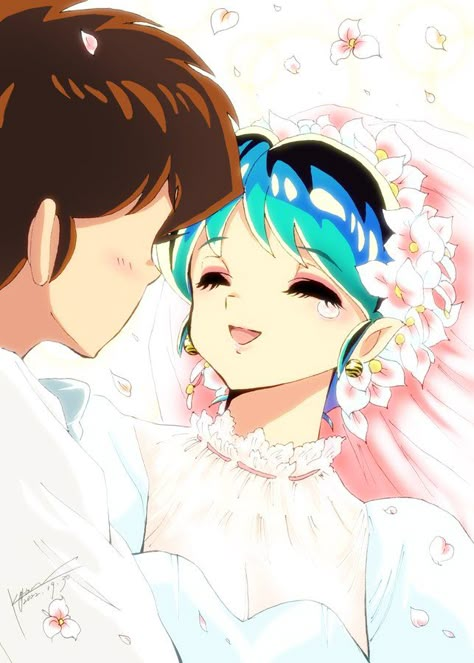 Urusei Yatsura Lum And Ataru, Lum And Ataru, Lum Invader, Rumiko Takahashi, Urusei Yatsura, Love Kiss, Couple Cartoon, Kawaii Wallpaper, Anime Ships