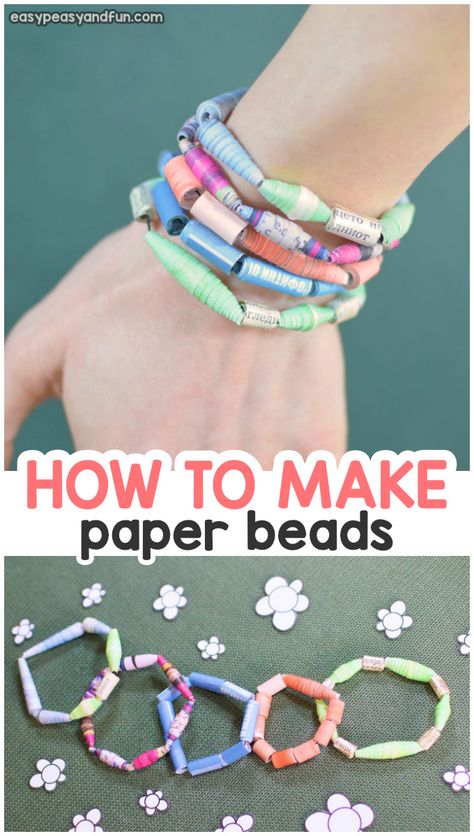 How to Make Paper Beads - Easy Peasy and Fun Paper Beads Tutorial, Paper Beads Diy, Paper Beads Template, Paper Bead Bracelet, Make Paper Beads, Turtle Crafts, Beading For Kids, Bead Crafts Diy, Paper Bead Jewelry