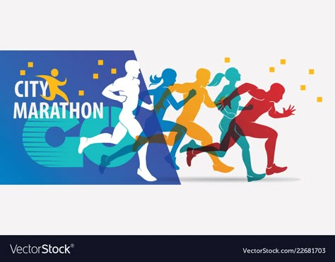 Marathon Background, Sports Day Banner, Marathon Poster, Running People, Marathon Posters, Running Illustration, Running Posters, Sport Vector, City Marathon