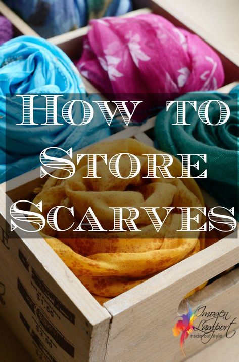 Organizing Scarfs Ideas, Scarf Folding Ideas Storage, Organize Scarfs Ideas, Storing Scarves Organization Ideas, Scarf Organization Ideas, Scarf Storage Ideas, Organizing Scarves, Storing Scarves, Organize Scarves