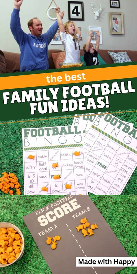 The best family football fun ideas are a collection of games and activities to make the most of your big game day! Get the kids involved and make memories having a blast and cheering on your favorite team! Football Themed Games, Family Game Ideas, Football Games For Kids, Fun Football Games, Family Football, Games To Play With Kids, Kid Friendly Activities, Printable Activities For Kids, Kids Zone