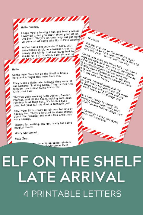 Elf on the Shelf Late Arrival Letter {FREE Printable} Letter Free Printable, Elf Letters Printable, Homemade Ornament, Sorry For Being Late, Printable Letter Templates, Elf Names, Elf Letters, Cabin Trip, Elf Antics