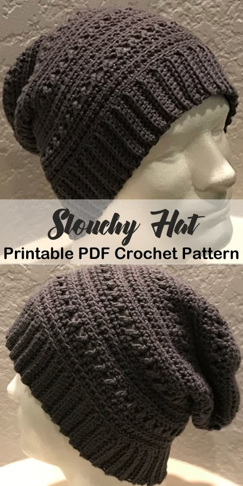 Crochet Man Hat Free Pattern Men's Beanie, Free Crochet Pattern Slouchy Hat, Men’s Slouchy Beanie Crochet Pattern, Crochet Slouch Beanie Pattern Free, Mens Hat Crochet Free Pattern, Crochet Slouchy Hat Free Pattern Mens Slouch Beanie, Crochet Hats For Men Free Pattern, Mens Crochet Hats Free Pattern, Crochet Hats For Men