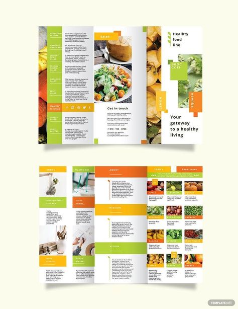 Health Nutrition Tri-Fold Brochure Template Nutrition Brochure, Health Brochure, Application Letter Template, Brochure Food, Health Fair, Free Brochure, 광고 디자인, Trifold Brochure Template, Brochure Layout