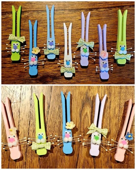 Clothespin Easter Bunnies, Wood Crafts For Easter, Easter Clothespin Crafts, Carrot Craft Ideas, Diy Easter Ornaments, Clothespin Crafts For Adults, Easy Easter Crafts For Adults, Simple Easter Crafts, Easter Crafts To Make