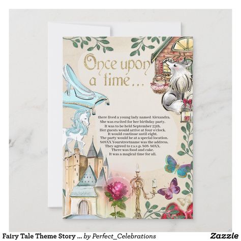 Fairytale Invitation, Fairytale Party, Fairy Tale Theme, Invitation Card Template, Birthday Themes, First Birthday Invitations, Colored Envelopes, Baby Born, 3rd Birthday Parties