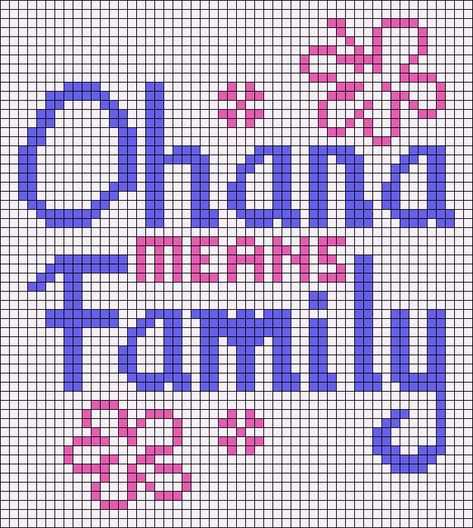 Ohana Perler Bead Patterns, Ohana Cross Stitch, Lilo And Stitch Plastic Canvas Patterns, Lilo And Stitch Alpha Pattern, Lilo And Stitch Cross Stitch Pattern, Lilo And Stitch Pixel Art, Pixel Art Disney Stitch, Disney Alpha Patterns, Alpha Pattern Disney