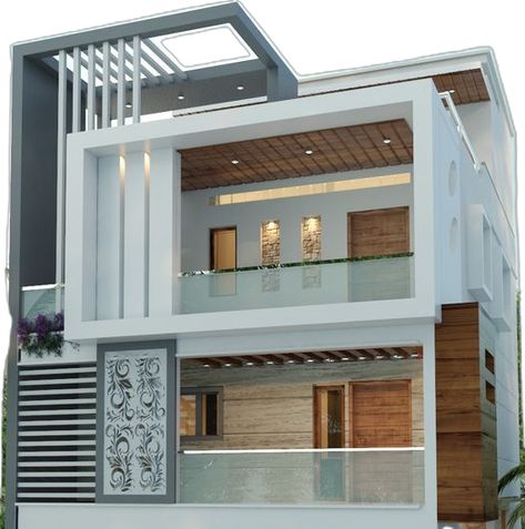 Exterior house elevation design for G+3 floor G 4 Front Elevation Design, G 2 Front Elevation Design Modern, Front Elevation Designs Modern G+1, Rahul Sharma, House Styling Interior, Front Elevation Design, House Styling, 2bhk House Plan, Duplex Plans