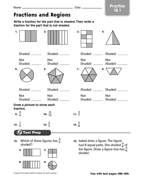 Fractions and Regions 3rd Grade Worksheet | Lesson Planet Fraction Test Grade 3, Grade 3 Fractions Worksheets, Fraction Worksheets 3rd Grade, Worksheet For 3rd Grade, 2nd Grade Fractions, Fractions 3rd Grade, Fractions Worksheets Grade 3, Fraction Worksheet, Third Grade Fractions