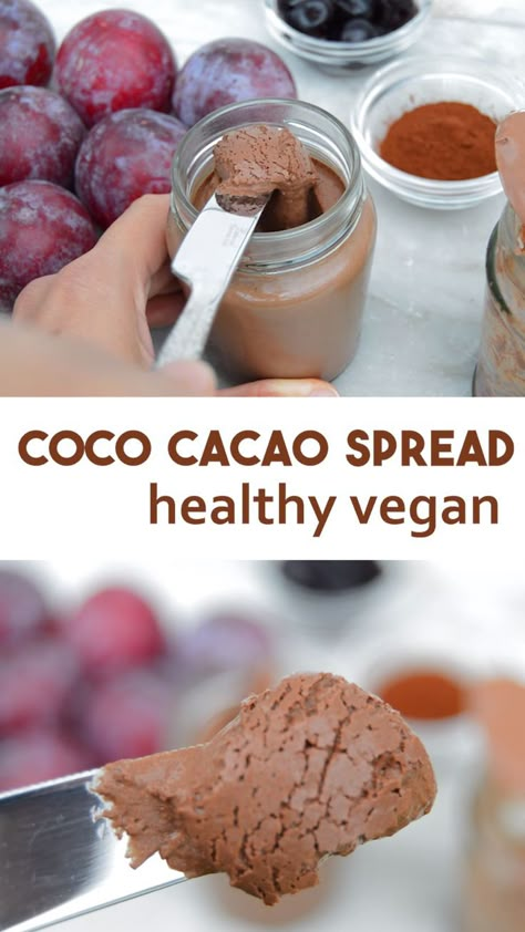 Crema de cacao y coco para veganos 👌👌👌 Deserturi Raw Vegan, Resep Vegan, Vegan Simple, Makanan Rendah Kalori, Cacao Chocolate, Coconut Chocolate, Chocolate Spread, Makanan Diet, Spread Recipes