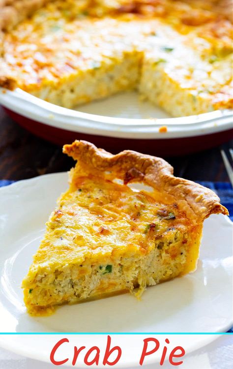 Crab Pie Recipe, Crab Pie, Spicy Southern Kitchen, Creamy Fruit Salads, Crab Meat Recipes, Crab Dishes, Quiche Recipes Easy, Seafood Entrees, Fish Pie