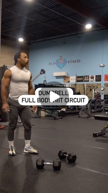 Anthony Carlo on Instagram: "HIIT Circuit that’s cardio induced🥵.  ✅ 20 seconds road runners  ✅ 10 in & out jump squats ✅ 10 squats to press ✅ 10 burpees  1 minute rest.. 5 rounds   #hiit #hiitworkout #cardioworkout #dumbbells #strengthtraining #strengthandconditioning" Hiit Circuit Workout Gym, Cardio With Weights Workout, Intense Hiit Workout, Hiit Circuit Workout, Circuit Workout Gym, Cardio Moves For Hiit, Group Hiit Workout Interval Training, Strength And Cardio Circuit, Best Cardio Hitt