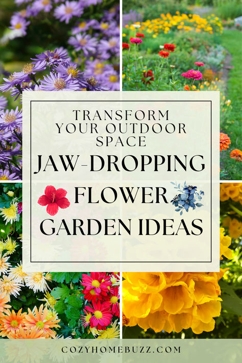 Transform your outdoor space with these 16 breathtaking flower garden ideas that will captivate your neighbors!  From colorful annuals to fragrant perennials, discover planting tips and design ideas to create a beautiful flower bed that draws attention. Whether you have a small patio or a spacious backyard, these creative flower garden arrangements will inspire you to enhance your landscape and make your yard the talk of the town.   Get ready to make your garden bloom like never before! Small Flower Garden Ideas Front Porches, Flower Lawn Ideas, Above Ground Flower Garden, Flower Yard Ideas, Diy Flower Garden Ideas, Flower Garden Inspiration, Spring Garden Ideas, Garden Flowers Ideas, French Cottage Garden