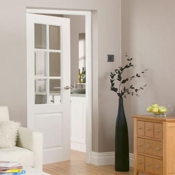 Internal Doors with Glass - White, Oak, Pine - Direct Doors UK Internal Doors With Glass, Glass Panel Doors, Doors With Glass Panels, White Interior Doors, Oak Interior Doors, White Internal Doors, Internal Glass Doors, Black Interior Doors, Traditional Dining Rooms