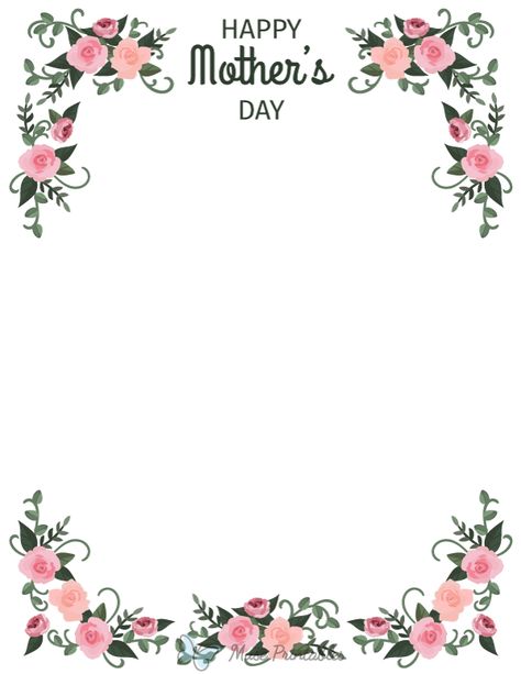 Printable Floral Mothers Day Page Border Mothers Day Frame, Mother's Day Frame, Picture Frame Template, Mothers Day Card Template, Mother's Day Printables, Mother's Day Background, Mothers Day Poster, Happy Mother's Day Card, Mothers Day Crafts For Kids