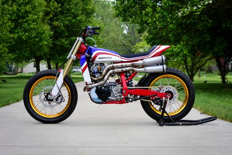 BikeBound Top 10 Street / Flat Trackers of 2020. Suzuki Dr650, Flat Track Racing, Honda Scrambler, Flat Track Motorcycle, Track Motorcycle, Tracker Motorcycle, Dual Sport Motorcycle, Flat Tracker, Cafe Racer Bikes