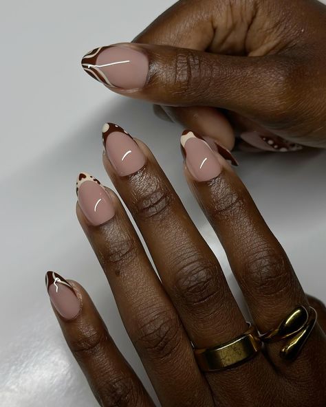 Brown series🤎 Inspo from Pinterest #dovenailsbysharon #gelx #almondnails Nude Nails Brown Skin, Nude Nails Brown, Brown Nails For Fall, Tik Tok Nails, Nail Colors For Brown Skin, Nails On Brown Skin, Nails Brown Skin, Dark Skin Nail Polish, Minimalist Nail Design