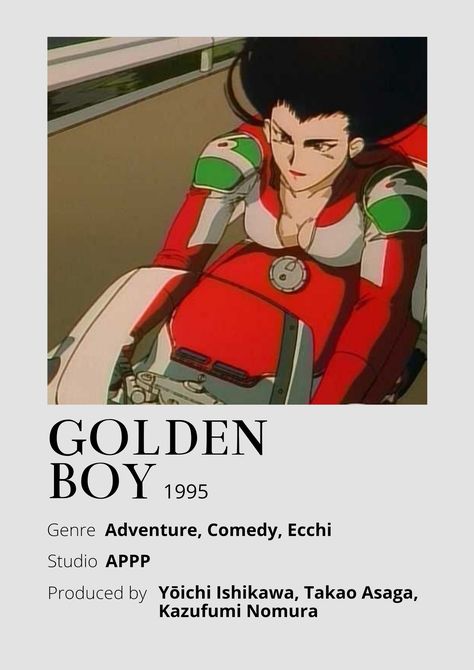 Golden Boy Anime, Anime Recs, Cartoon Tutorial, Moto Girl, Anime Minimalist Poster, Poster Information, Fan Art Anime, Anime Scenes, Comics Anime