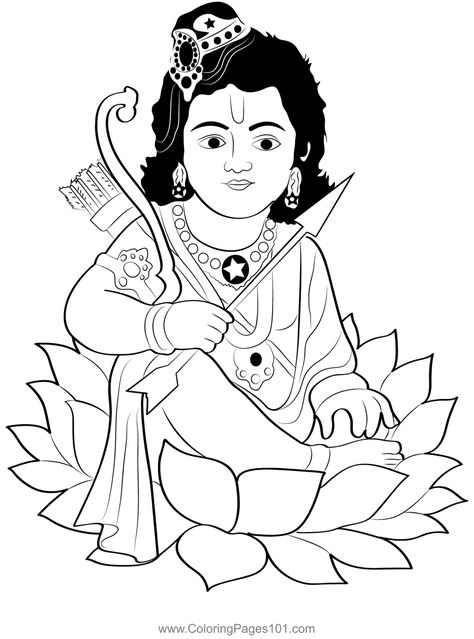 Ram Coloring Page Ram Man, Horse Head Drawing, Rama Navami, Happy Diwali Wallpapers, Wedding Symbols, Wood Craft Patterns, Krishna Drawing, Design Pattern Art, Easy Cartoon Drawings