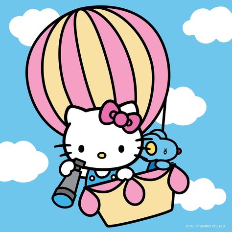 Hot air balloon Holding Balloons, Hello Kitty Bedroom, Hello Kitty Imagenes, Charmmy Kitty, Hello Kitty Images, Hello Kitty Coloring, Hello Kit, Kitty Party, Hello Kitty Backgrounds