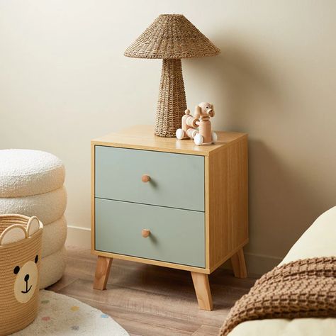 Perfect for your little one's room, this fresh, tranquil hue adds a touch of serenity. Style it with a neutral colour palette, incorporating warm tones of browns and yellows for a cozy, inviting space. 

Pair with natural textures like rattan and boucle to soften the look and create a charming, kid-friendly sanctuary. 

#mocka #kidsbedroom #storage #modernfurniture #homedesign #homedesigninspo #interiordecor #furniture #homedecor #interiordesign Sage Green Side Table, Aspen Bedroom, Diy Nightstand, Single Mattress, Color Harmony, Stylish Bedroom, Neutral Colour Palette, Natural Tones, Bedroom Set