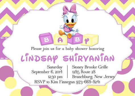 Tactical Female, Daisy Duck Party, Pata Daisy, Diy Daisy, Daisy Baby Shower Invitations, Duck Party, Daisy Baby Shower, Cars Birthday Invitations, Baby Daisy