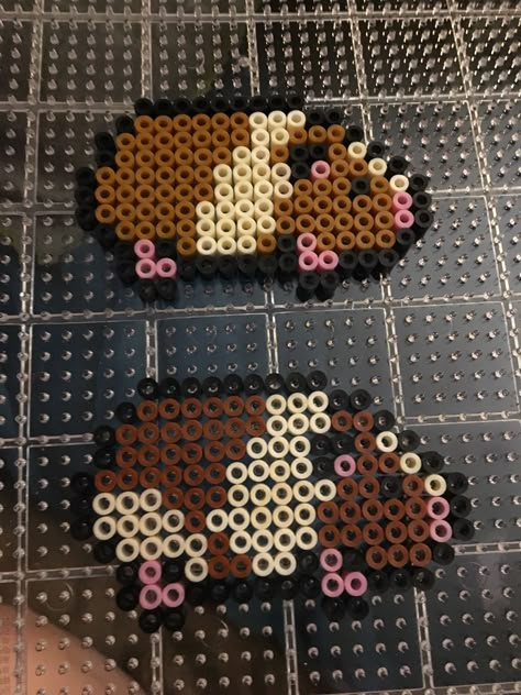 Brown Perler Bead Patterns, Pig Perler Beads, Squishmallow Perler Beads, Hama Pearls Ideas, Pearled Bead Ideas, Pearler Bead Design, Perler Bead Ideas, Pyssla Ideas, Melted Bead Crafts