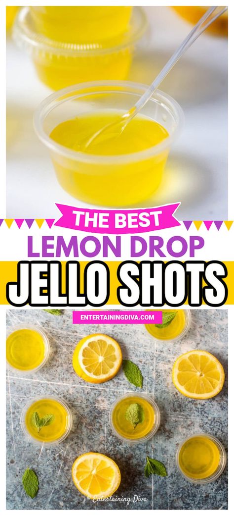 Strong Jello Shots Recipe, Lemon Drop Jello Shots, Lemon Jello Shots, Margarita Jello Shots, Margarita Jello, Lemon Drop Shots, Jello Shooters, Best Jello Shots, Jello Shots Vodka