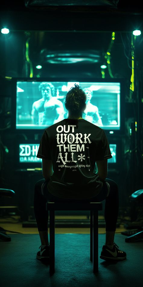 GYM TSHIRT DESIGN USING AI FOR MOCKUPS DARK AESTHETIC NEON TRAINCORE GYMWEAR Fitness Apparel Photoshoot, Brutalism Tshirt Design, Tshirt Ads, Dark Gym Aesthetic, Gym Tshirt Design, Gym Tshirt, Aesthetic Neon, Instagram Branding Design, Gym Poster