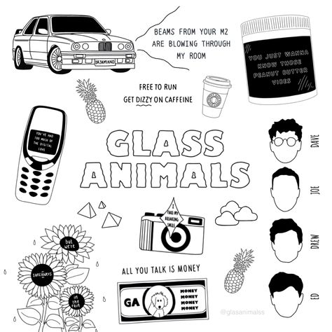 Glass Animals Tattoo Band, Glass Animals Tattoo, Glass Animals Album Poster, Glass Animals Art Band, Life Itself Glass Animals, Dreamland Glass Animals Aesthetic, Animals Tattoo, Music Themed, Glass Animals