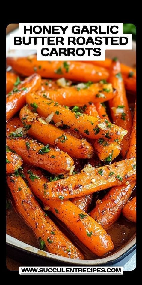 Elevate your dinner table with this Easy Honey Garlic Butter Roasted Carrots Recipe! The combination of honey, garlic, and butter creates a mouthwatering glaze that makes these carrots irresistible. Honey Garlic Butter Carrots, Garlic Butter Carrots, Butter Roasted Carrots, Carrot Recipes Side Dishes, Christmas Dinner Sides, Recipes By Ingredients, Glazed Carrots Recipe, Roasted Carrots Recipe, Carrots Recipe