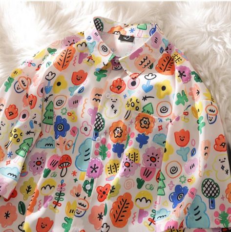 Colorful Drawing Full Printed Shirt on Storenvy Andro Fashion, Queer Clothes, Colorful Drawing, Clown Clothes, Gay Outfit, Artsy Outfit, Cute Drawing, Clothing Hacks, Really Cute Outfits