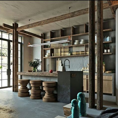 Bali Living, Zen Kitchen, Bathroom Sink Design, Unique Interiors, Zen Interiors, Teal Decor, Container Houses, Open Kitchen Shelves, Teal Walls