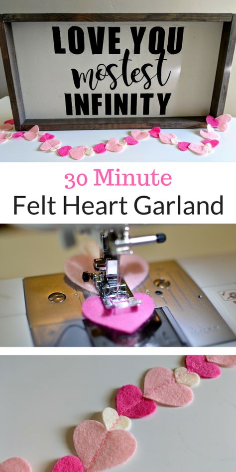 Diy Valentines Crafts Decoration, Fabric Hearts How To Make, Valentine Garland Ideas, Valentines Day Sewing Projects, Valentines Sewing Projects, Valentine Garland, Diy Valentine's Day Decorations, Diy Valentines Decorations, Valentine Projects