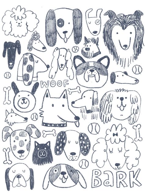 Doodle Dogs by Lauren Lowen - Creative inspiration Girls Life Magazine, Dog Illustration Art, Dog Drawing Simple, Silly Characters, Doodle Dogs, Doodle Dog, Silly Dogs, Fluffy Dogs, Illustrators On Instagram