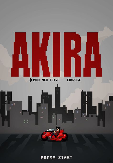 Akira Tribute on Behance Retro Arcade Games, Pixel Font, Start Screen, Pixel Art Background, Japanese Video Games, Retro Gaming Art, 8bit Art, Pixel Games, 8 Bits