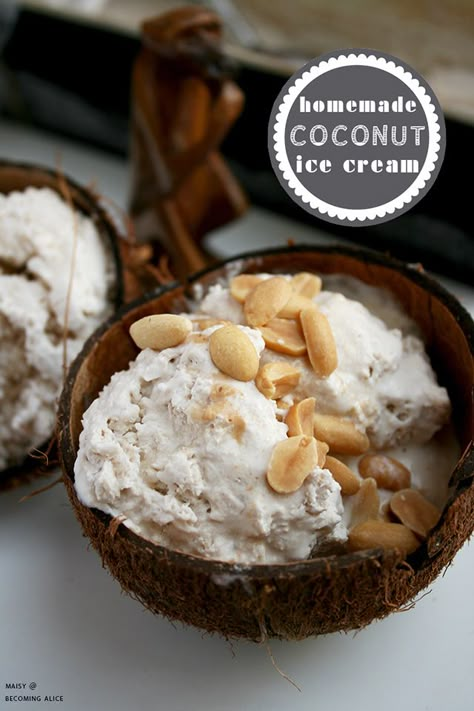 Thai Coconut Ice Cream Recipe, Thai Coconut Ice Cream, Thai Ice Cream, Homemade Coconut Ice Cream, Coconut Ice Cream Recipes, Thailand Trip, Coconut Ice, Thai Coconut, Keto Ice Cream