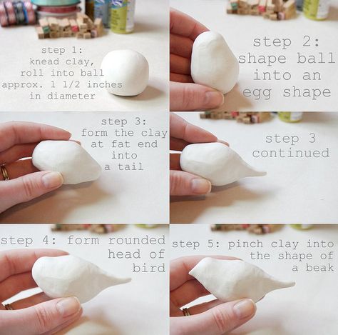 clay birdie tutorial from jessicajane.love on flickr Bird Clay, Bar Deco, Clay Bird, Clay Birds, Air Dry Clay Projects, Ornament Tutorial, Clay Ornaments, Bird Ornaments, Ceramic Birds