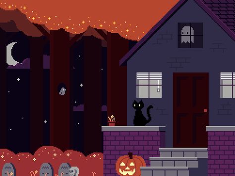 Autumn Aesthetic Tumblr, Creepypasta Anime, Animated Halloween, 8 Bit Art, Pixel Art Background, Arte 8 Bits, 8bit Art, Halloween Gif, Anime Halloween