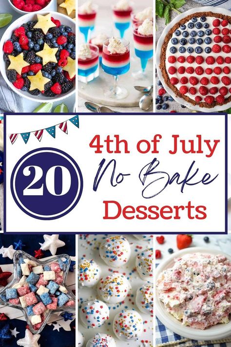 No Bake Desserts Recipes, Easy July 4th Desserts, Potluck Recipes Dessert, Red White And Blue Desserts, Dessert Cheese Ball, Cheesecake Bars Easy, 4th Of July Recipes, Baking Recipes Pie, July Desserts