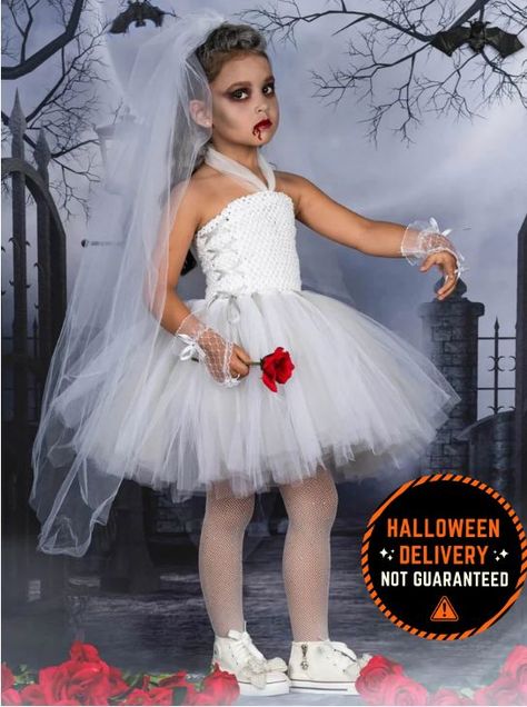 Kids Bride Costume, Popular Girls Halloween Costumes, Ghost Bride Costume, Corpse Bride Dress, Zombie Bride Costume, Bride Dress Up, Girly Costumes, Pajama Design, Tutu Shirt