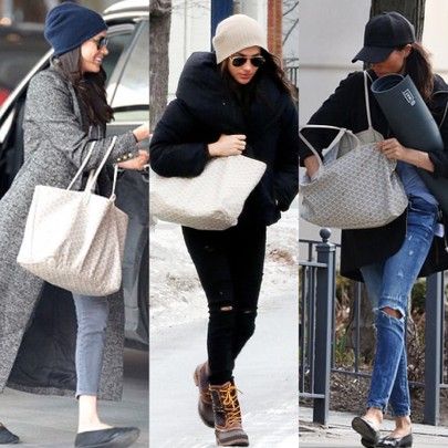 Meghan Markle carrying Goyard St. Louis PM tote Goyard Tote Outfit, Goyard St Louis Pm, Goyard St Louis Tote, Estilo Meghan Markle, Suits Tv Series, Parka Outfit, Princ Harry, Meghan Markle Outfits, Goyard Tote